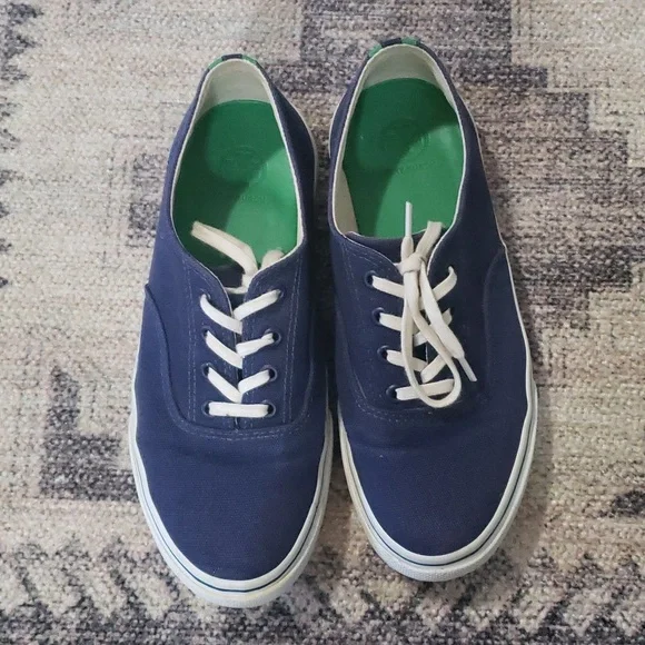 SOLD! Tory Burch Murray Canvas Grosgrain Navy/Green Women's - Picture 4 of 10